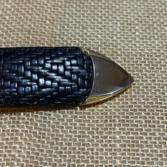 Mezlan Men's Leather Dress Belt Black Made in Spain Sz 40 2-Tone Buckle 1¼" Wide - Picture 4 of 13